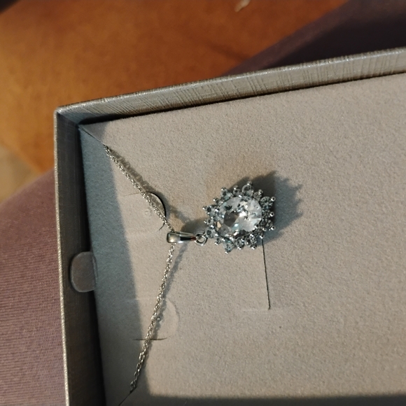 Zales Jewelry - Zales Silver and White Crystal Necklace